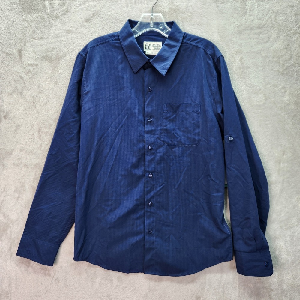 Marmot Men's Long Sleeve Button-Down Shirt - Navy Blue